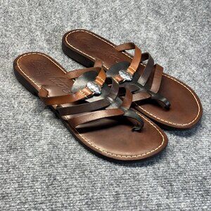 Brighton Athena Brown Leather Strappy Thong Sandals Women 9M